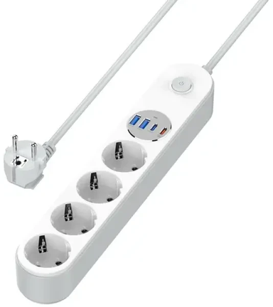 Colorway Zásuvková lišta / 4x Schuko / 2x USB-C 20W / 2x USB-A / kabel 2m (CW-CHE44PDW)