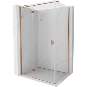 MEXEN/S - Mist H T sprchový kout dveře křídlové levá 90 x 95, transparent, měď kartáčovaná 8A5T-090-095-65-00-L