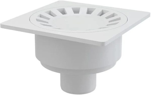 Alcadrain 1 - Alcadrain Podlahová vpust 150×150/50 mm přímá, mřížka šedá, vodní zápachová uzávěra APV16 APV16