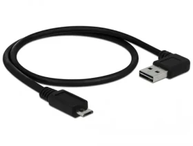 Delock Kabel EASY-USB 2.0 Typ-A samec USB 2.0 Typ Micro-B samec 0.5 m černá / pravoúhlý (85163-D)