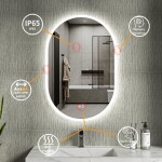 Erga Demi, oválné LED zrcadlo 60x90cm, 3 barvy světla, přední osvětlení, topná podložka proti zapaření, ERG-V01-Demi-6090-CL ERG-V01-DEMI-6090-CL
