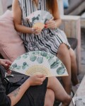 Bella Rose Látkový vějíř Eukalyptus, zelená barva, dřevo, textil