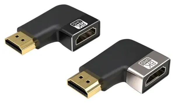 PremiumCord Adaptér HDMI A F/M Space Grey / Redukce / zahnutá 90° vlevo / 8K/60Hz / 4K/120Hz (kphdma-42)