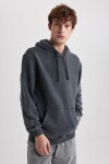 DEFACTO Regular Fit Hooded Washable Faded Effect Sweatshirt