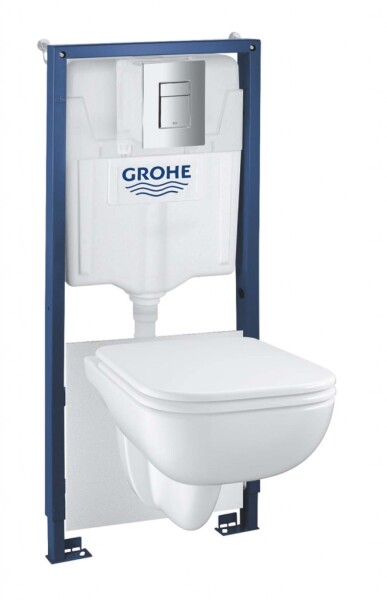 GROHE - Solido Set předstěnové instalace, klozetu Edge Ceramic a sedátka softclose, tlačítko Even, chrom 39817000