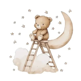 Sipo Nástěnné samolepky do dětského pokoje, Teddy bear on a ladder (SPWS63047)