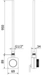 MEXEN/S - Ares radiátor + topná tyč 1800 x 600 mm, 1200 W, bílá W102-1800-600-6120-20