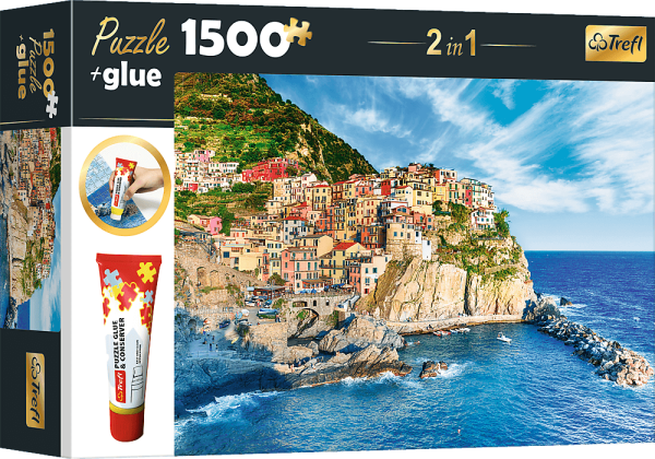 Puzzle Manarola, Ligurie, Itálie 2v1 1500 dílků + lepidlo