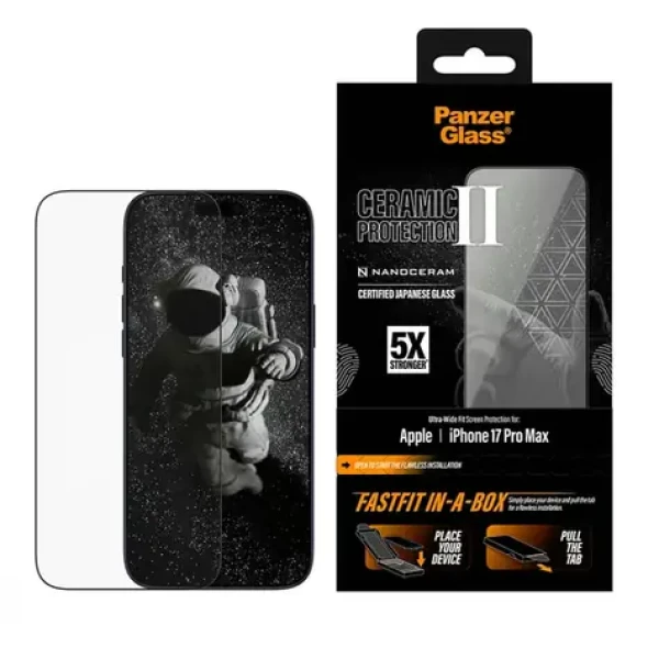 PanzerGlass Ceramic II Apple iPhone 17 Pro Max s bezprašným instalačním boxem (PG85915)