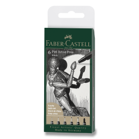 Popisovač Faber-Castell Pitt Artist Pen sada 6 ks, různé hroty, černý