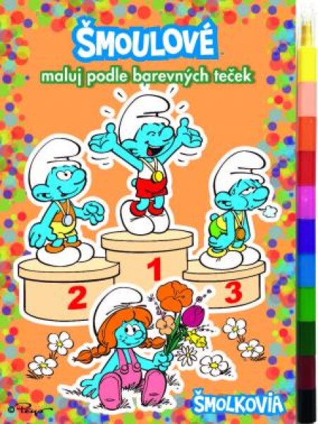 Omalovánky A5 Maluj podle barevných teček - Šmoulové