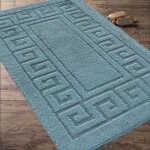 DumDekorace Dvoudílná koupelnová sada MONTANA ETHNIC v persky modré barvě Šířka: 50 cm | Délka: 80 cm