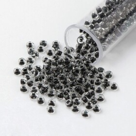 Skleněný rokajl - 6/0 - 4 x 3 mm - průhledný s černým středem - třída A -1 g