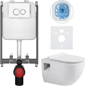 CERANO Kompletní WC set Basic/Dure - bílá lesklá - WC tlačítko Dualo/Bílá - pro zazdění - 51x35 cm