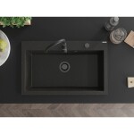 MEXEN/S - Elix granitový dřez 1-miska 800 x 500 mm, černá/zlatá metalik, sifon černá 6527801005-75-B