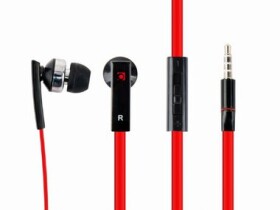 Gembird Porto sluchátka s mikrofonem a regulací hlasitosti / plochý červený kabel / černá (MHS-EP-OPO)