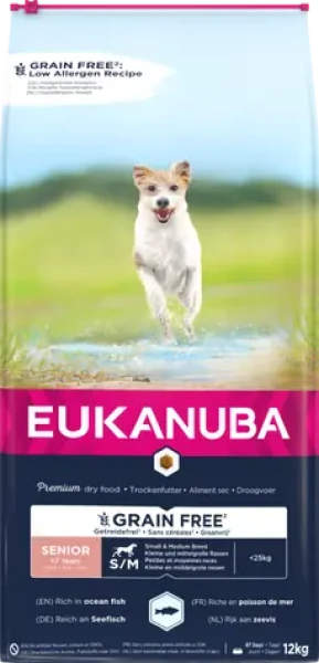 Eukanuba Grain Free Senior Small & Medium breed Ocean fish 12 kg