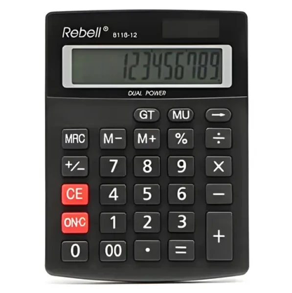 REBELL Kalkulačka RE-8118-12 BX černá / Stolní / 12místná (RE-8118-12 BX)