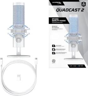 HyperX QuadCast 2 Frost / Stolní mikrofon / USB-C / RGB podsvícení / dotykové ztlumení / 3 m kabel (AN1D9AA)