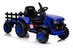 Mamido Dětský elektrický traktor s vlečkou 12V 7Ah EVA kola ECO kůže modrý
