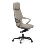 Kancelářské křeslo, šedá ekokůže, houpací mechanismus s aretací ve 4 polohách, kovový kříž, kolečka pro tvrdé povrchy