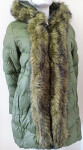 Dámská zimní bunda s kožešinou W749 zelená - Goodlooking XXL