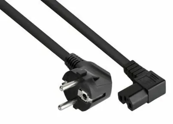 Kabelmeister napájecí kabel Schuko - C15 90° černý / Napájecí kabel / úhlový / 5 m / H07RN-F 3G 1,5 mm2 (SK0151-S050)