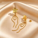 Náušnice s květinovým motivem Suzanne - chirurgická ocel, Zlatá