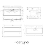 CERANO - Koupelnová skříňka Velora - černá matná, úchytka černá + umyvadlo z lit. mramoru Vita - bílá lesklá - 100x63x46,5 CER-8050BD84014