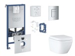 GROHE - Rapid SLX Set předstěnové instalace, klozetu, sedátka SoftClose, tlačítka Skate Cosmopolitan a sady pro vhazování tablet, Triple Vortex, matný chrom SANI11BB2128