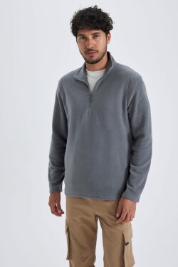 DEFACTO Regular Fit Stand-up Collar Fleece Sweatshirt