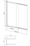 CERSANIT - Vanová zástěna LARGA, zlatá mat, dvoukřídlá, 140x115, posuvné, čiré sklo S164-071