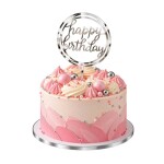 Dortisimo Zápich do dortu Happy Birthday v kruhu stříbrný (1 ks)