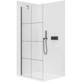 CERANO Sprchová zástěna Walk-in Onyx Y L/P - 8 mm - černá matná, industriální sklo - 140x200 cm