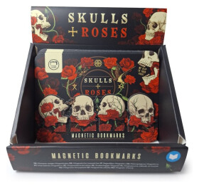 Záložky do knihy magnetické 4ks - Lebka a růže