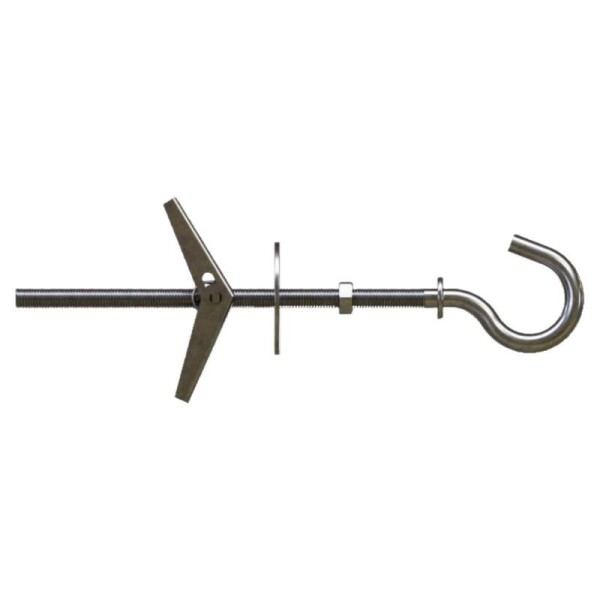 Kotva rozpínací typu PARASOLKA, M4 x 75 mm, ø 14 mm, do materiálů s dutinou, s háčkem, STALCO, bal. 50 ks