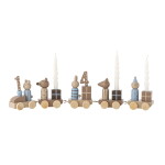 Bloomingville Dřevěný narozeninový vláček / svícen Junaid 38 cm, multi barva, dřevo