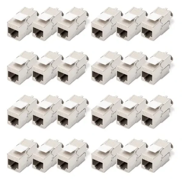 Digitus DN-93615-24 stříbrná/bílá / Keystone modul / Cat.6a / stíněný / RJ-45 / LSA / 24 ks (DN-93615-24)