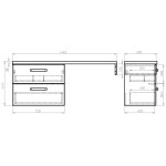 AQUALINE - VEGA sestava koupelnového nábytku, š. 145 cm, bílá/dub platin VG073-02