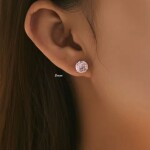Stříbrné náušnice Ledová růže s růžovým krystalem 6/8 mm, Růžová 6 cm