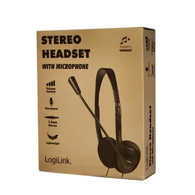LogiLink stereo headset s mikrofonem černá / Sluchátka / 2x 3,5mm jack / 32 ? / 1,8 m (HS0052)