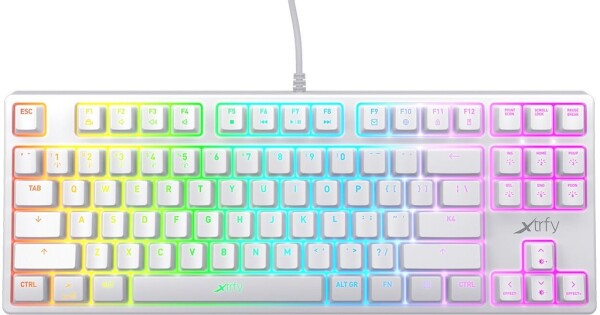 XTRFY K4 TKL RGB bílá / herní klávesnice / mechanická / spínače Kailh Red / USB / 2m / US Layout (XG-K4-RGB-TKL-WH-R-US)