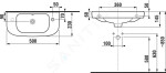 JIKA - Deep Umývátko 500x230 mm, s přepadem, s otvorem pro baterii vpravo, bílá H8156150001061