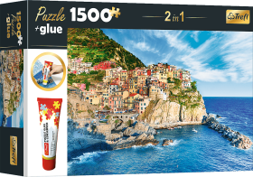 Puzzle Manarola, Ligurie, Itálie 2v1 1500 dílků + lepidlo