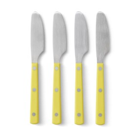 HK living Nerezový nůž na máslo 70's Lemon – set 4 ks, žlutá barva, kov, plast