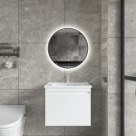 Erga Emma, kulaté LED zrcadlo 50cm, černý kovový rám, 1150 lm, 6500K, zadní osvětlení, ERG-V01-201-5050-BK