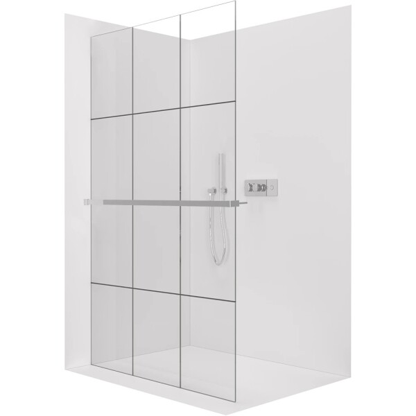CERANO Sprchová zástěna Walk-in Crystal L/P - 8 mm + polička/držák na ručníky - bezvzpěrový systém - chrom, industriální sklo - 90x200 cm