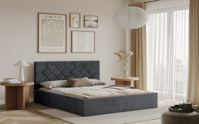 FRONTI Postel MARSALA 160x200 tmavěšedá s úložným prostorem