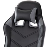 Herní křeslo, šedá a černá ekokůže, houpací mechanika, opěrák 135°