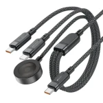 Acefast C6-11 černá / Nabíjecí kabel 3v1 / USB-C - 2x USB-C / Qi / 100W / 480 Mb/s / 1,2 m (6974316283799)